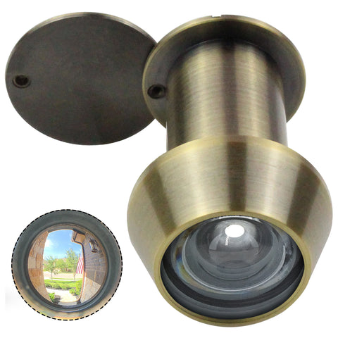 Solid Brass 220-Degree Door Viewer Peephole - Antique Bronze