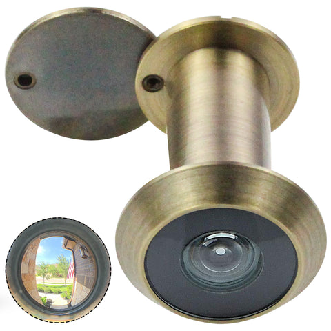 Solid Brass 220-Degree Door Viewer Peephole - Antique Bronze