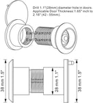 220 Degree Large Door Viewer With Heavy Duty Rotating Brass Cover - Earl Diamond